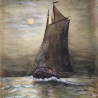 E.M.Clarke - Watercolor - Circa 1916 - Moonlight Scene